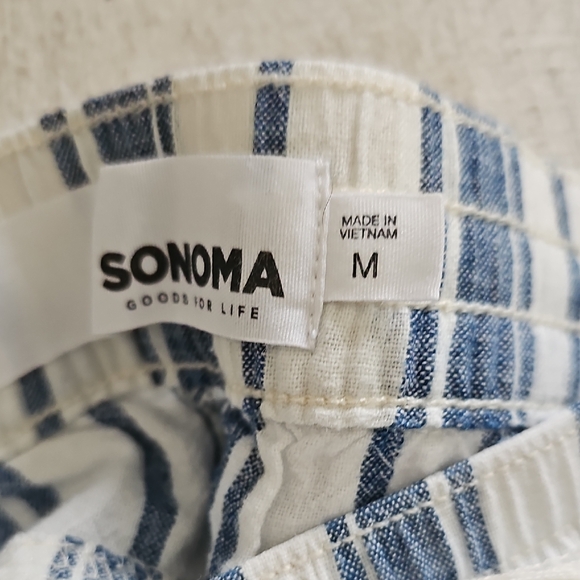 Sonoma Striped Linen Wide Leg Cotton Trousers Beachy Pants - Picture 3 of 9